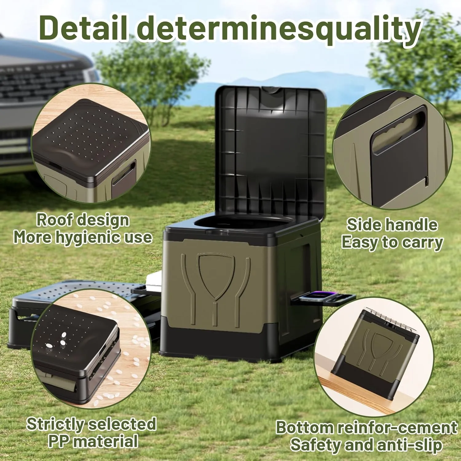 Portable Toilet for Adults - 12.4'' *14.5'' Outdoor Emergency Potty for Camping, Road Trip, Car, Tent, Truck Drivers