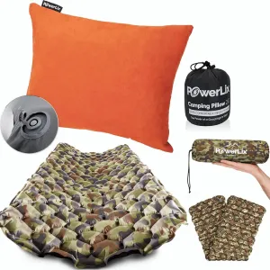 POWERLIX Ultralight Inflatable Sleeping Pad - Camping Mattress for Backpacking, Hiking with Camping Pillow