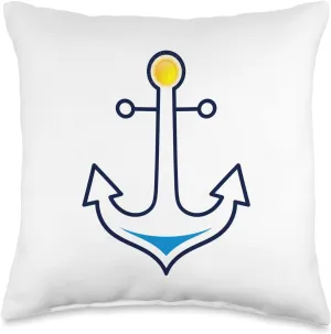 Preppy Nautical Anchor Gifts for Sailors Boaters & Yachting Throw Pillow