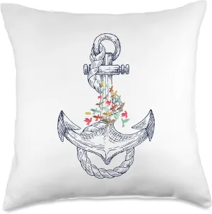 Preppy Nautical Anchor Gifts for Sailors Boaters & Yachting Throw Pillow