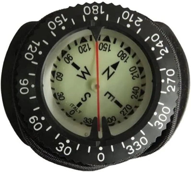 Professional Waterproof Underwater Diving Compass, Luminous 100m Scuba Navigator with Bungee Cord for Swimming & Diving