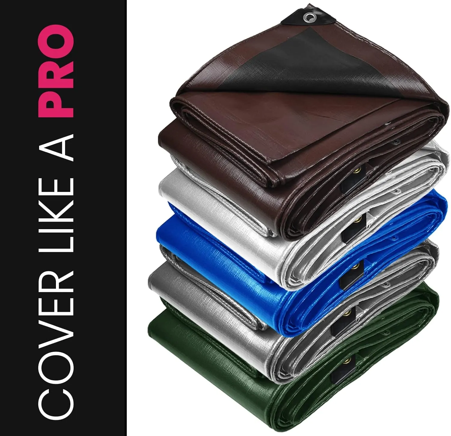 PROTARP Extreme Heavy Duty 22 Mil Tarp Cover, Waterproof, UV Resistant, Rip and Tear Proof, Poly Tarpaulin with Reinforced Edges for Roof, Camping, Patio, Pool, Boat. (Silver/Black 6′ X 8′)