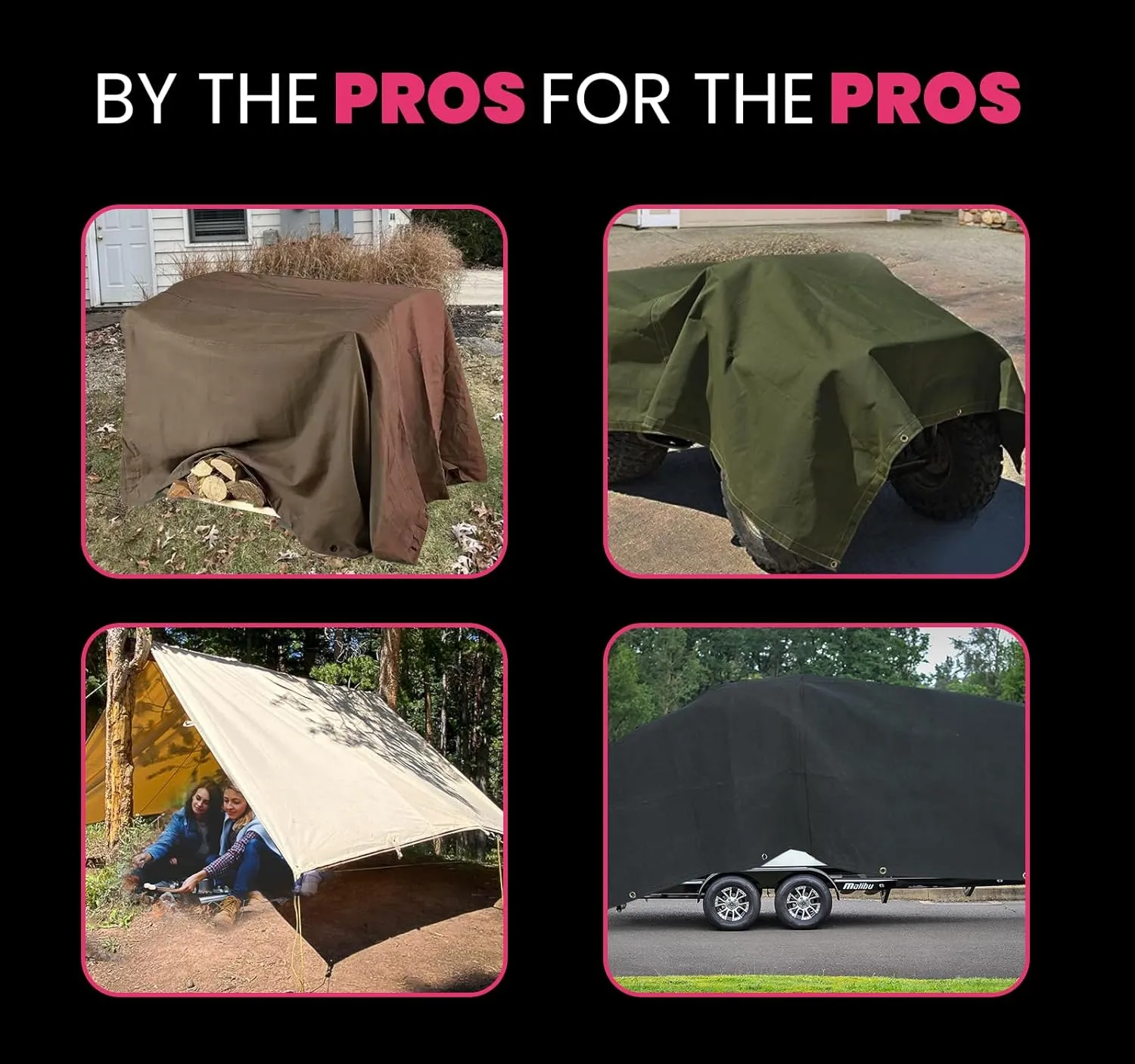 PROTARP Extreme Heavy Duty Waterproof Canvas Tarp 20 oz, UV Resistant Tarpaulin Cover with Rustproof Brass Grommets, Multipurpose for Canopy, Roof, Camping, Wood Pile (Grey 6'X8')