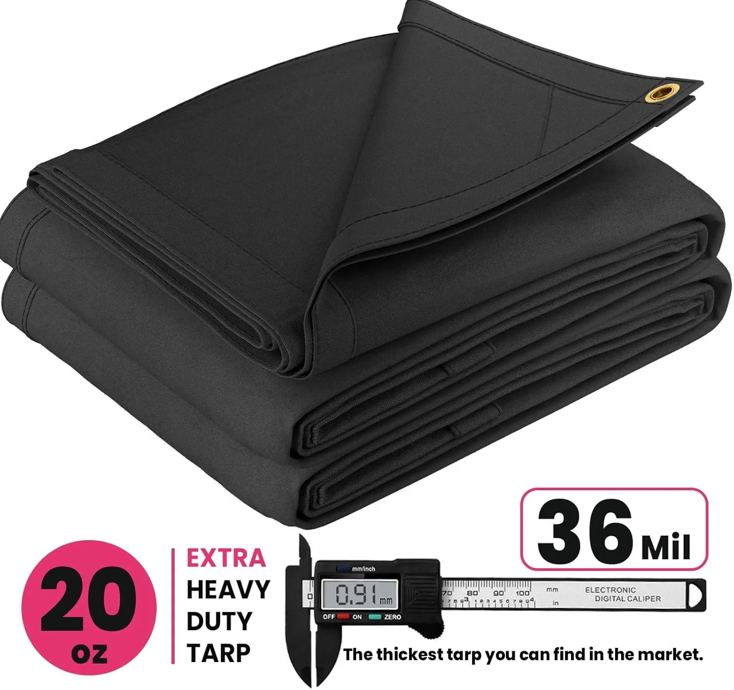 PROTARP Extreme Heavy Duty Waterproof Canvas Tarp 20 oz, UV Resistant Tarpaulin Cover with Rustproof Brass Grommets, Multipurpose for Canopy, Roof, Camping, Wood Pile (Grey 6'X8')