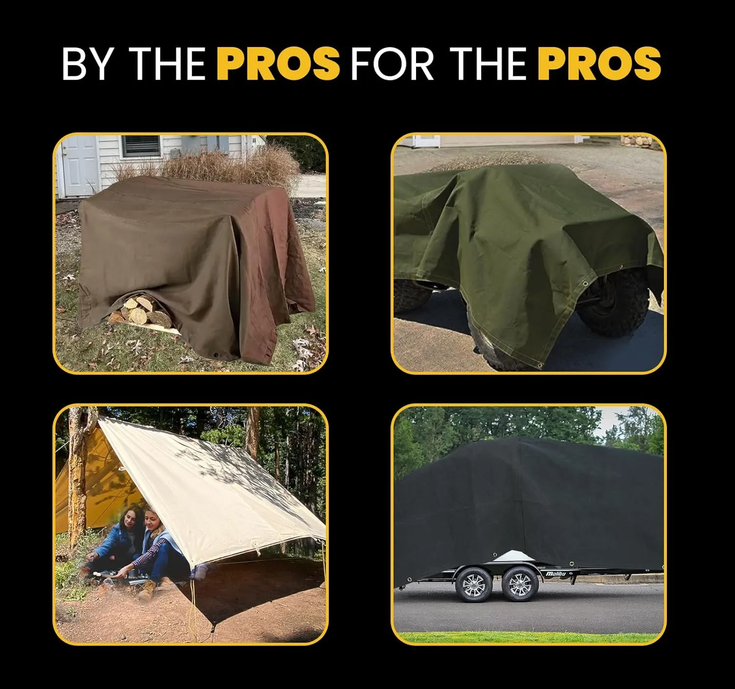 PROTARP Heavy Duty 14 OZ Water Resistant Canvas Tarp, UV Resistant Tarpaulin Cover with Rustproof Brass Grommets, Multipurpose for Canopy, Roof, Camping, Woodpile (Grey 12'X20')