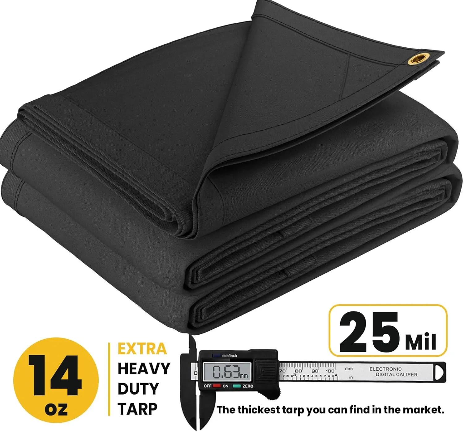 PROTARP Heavy Duty 14 OZ Water Resistant Canvas Tarp, UV Resistant Tarpaulin Cover with Rustproof Brass Grommets, Multipurpose for Canopy, Roof, Camping, Woodpile (Grey 12'X20')
