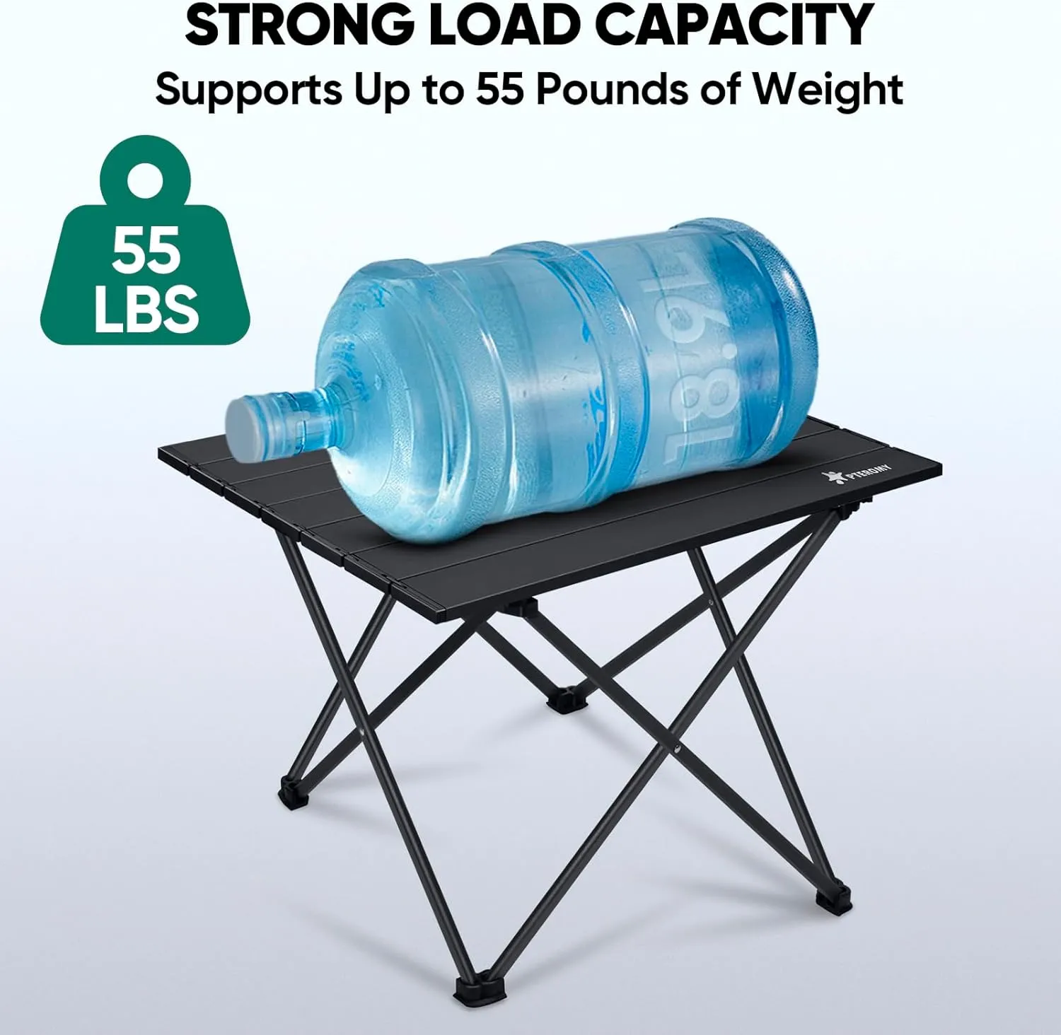 PTEROMY Folding Camping Table with Ultralight Aluminum Tabletop, Camping Side Table Portable Beach Table Outdoor Folding Table for Camping, Picnics, and BBQs (Large, Black)