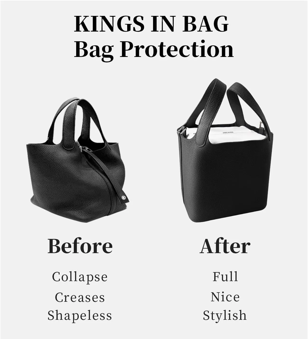 Purse Handbag Shaper Pillow Insert for Tote Bags, Luxury Bag Shaper with Lightweight Silk, Fits for Picotin 18 Bags, Soft Memory Foam Inner (Black, Picotin18)