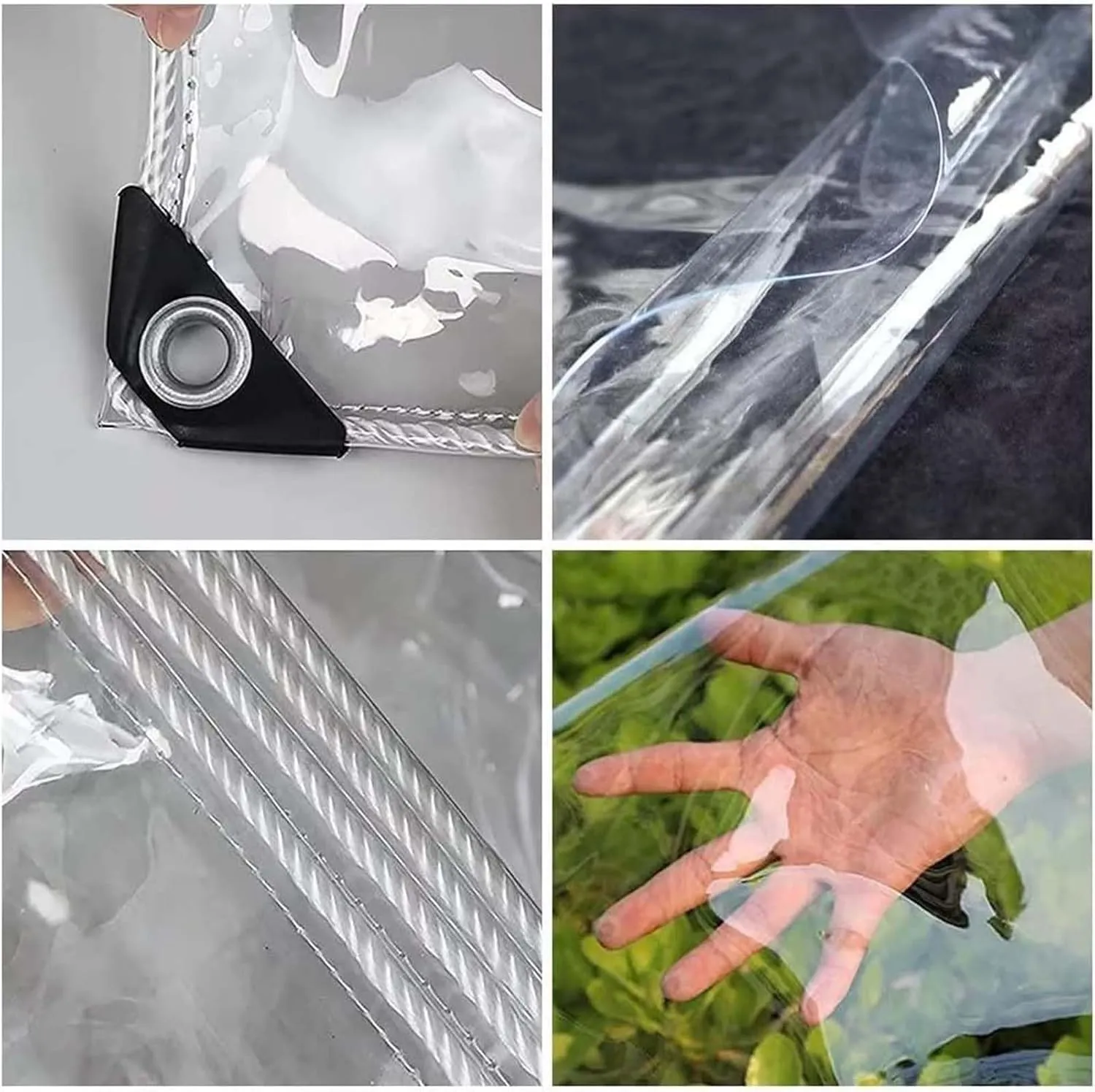 PVC Transparent Tarp 4.9x4.9ft, Waterproof Clear Tarp with Eyelets, Tarps Clear Heavy Duty Outdoor, Easy to Install, for Covering Plant Patio