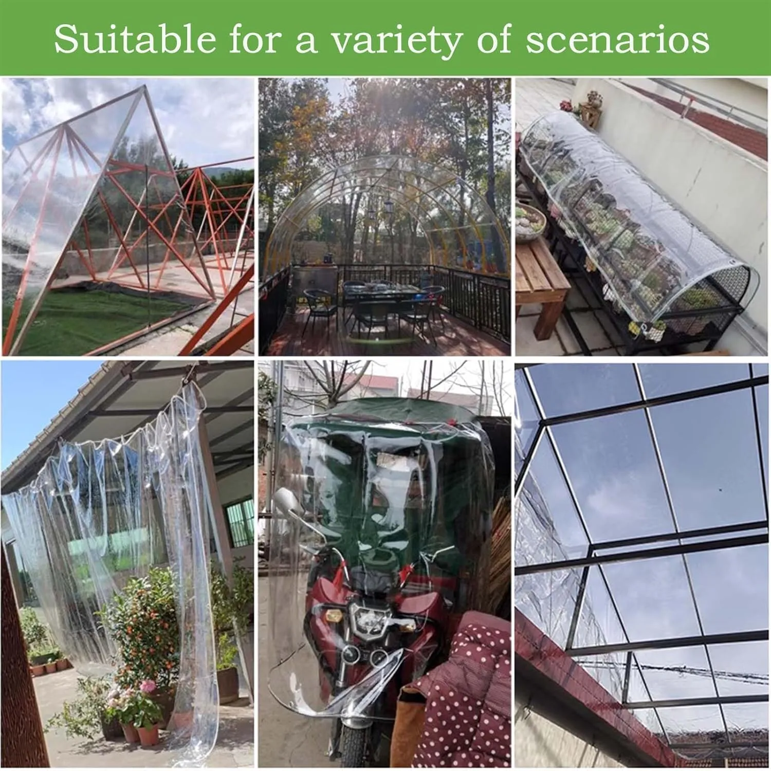 PVC Transparent Tarp 4.9x4.9ft, Waterproof Clear Tarp with Eyelets, Tarps Clear Heavy Duty Outdoor, Easy to Install, for Covering Plant Patio