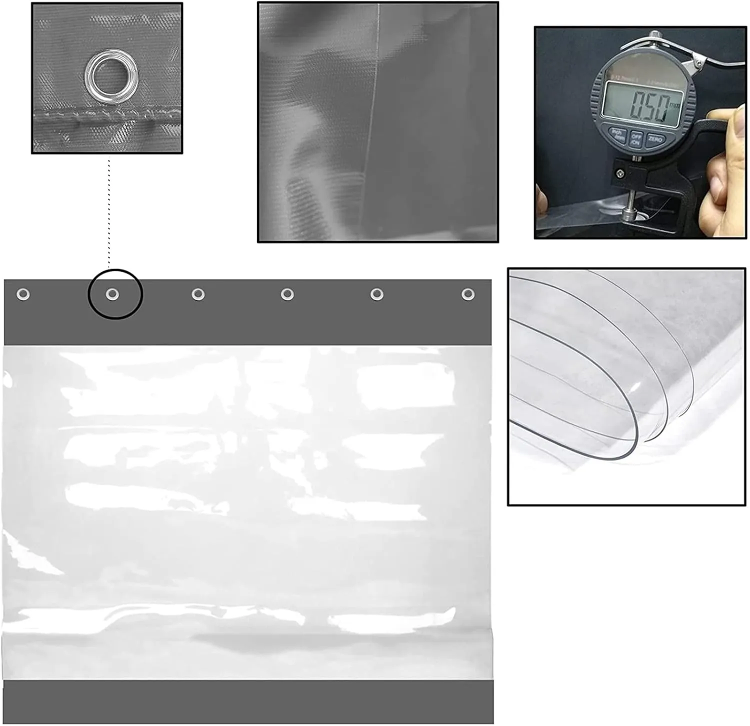 PVC Waterproof Plastic Tarpaulin Transparent Waterproof Door Curtain car wash Room Curtain Metal Eyelet Pavilion, Warehouse ( Color : Clear , Size : 1.2x2m )