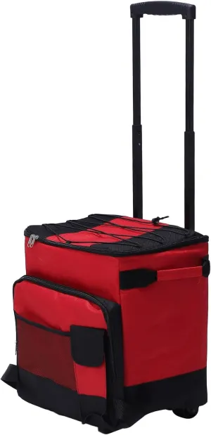 Pyhodi Waterproof Rolling Cooler, Leakproof Aluminum Film Inside, Removable Bag, All Terrain Wheels, 43L Capacity 600D Oxford Cloth Rolling Insulated Box, Foldable Pull Rod, Mesh Pockets