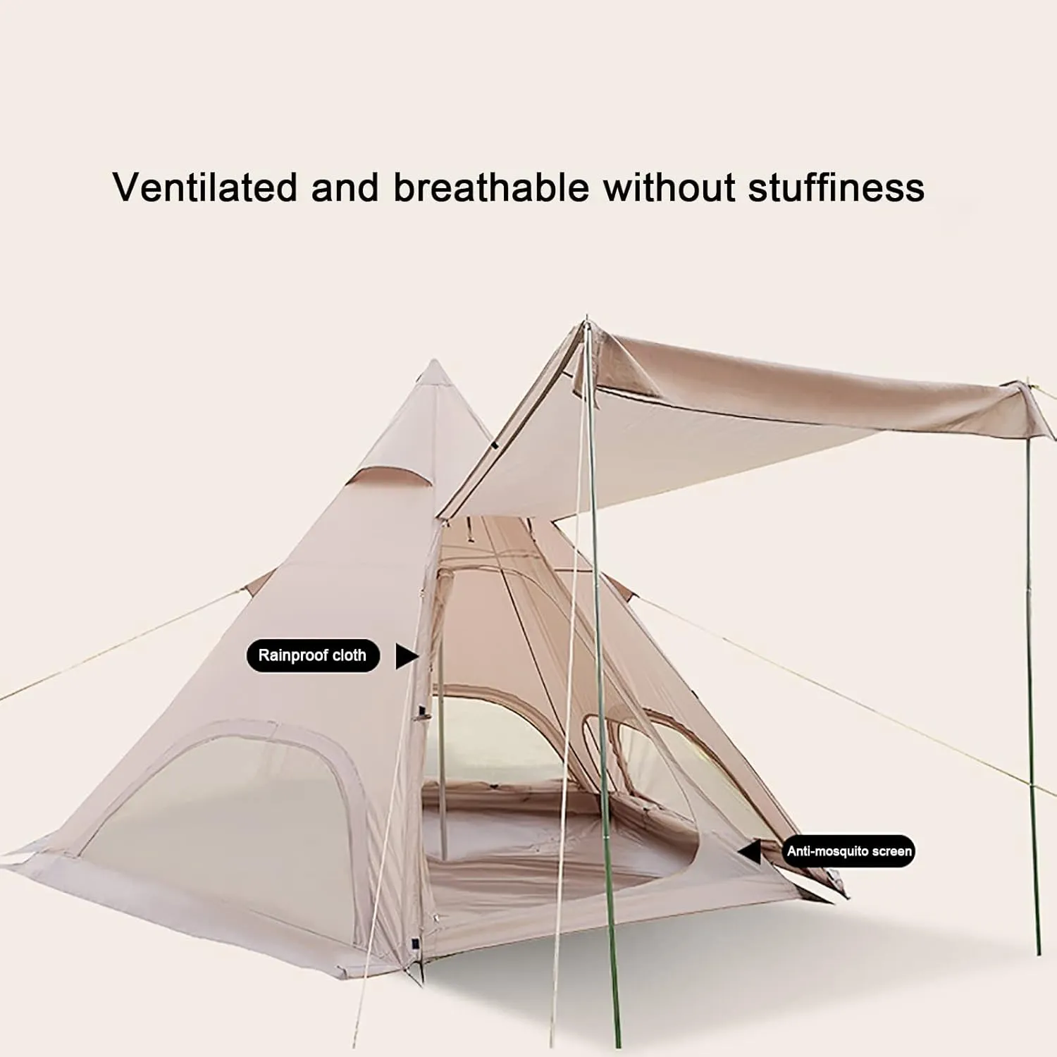 Pyramid Outdoor Tent,Oxford Cloth Waterproof Tent,Family Camping Tent Quick Set up Tent for Beach,Traveling,Hiking,Mountaineering,Outdoor Activities