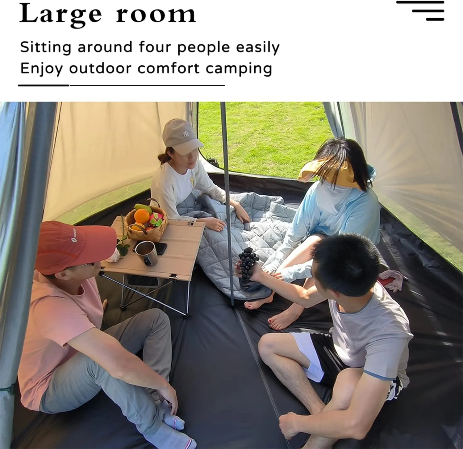 Pyramid Teepee Tent Large Space Ultralight Family Camping Tent Outdoor Teepee Tent Windproof for Adults Tents Double Layer 4 Person