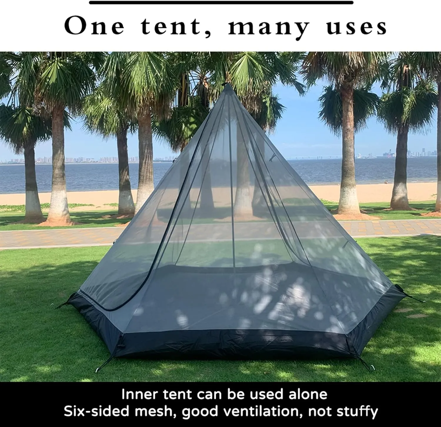 Pyramid Teepee Tent Large Space Ultralight Family Camping Tent Outdoor Teepee Tent Windproof for Adults Tents Double Layer 4 Person