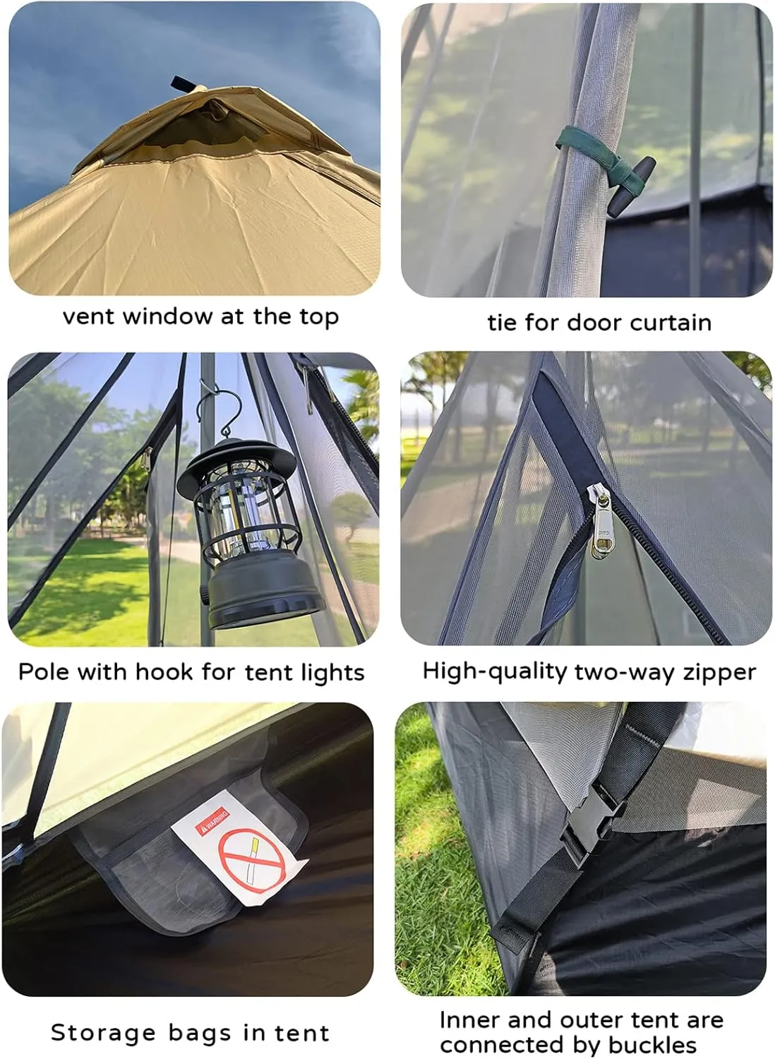 Pyramid Teepee Tent Large Space Ultralight Family Camping Tent Outdoor Teepee Tent Windproof for Adults Tents Double Layer 4 Person