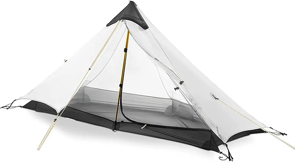 Pyramid Tent Ultralight Outdoor Camping Tent, 1 Person / 2 Person Backpack Waterproof Double Layer Tent Ideal for Camping, Backpacking and Hiking (Gary Single 210X75CM)