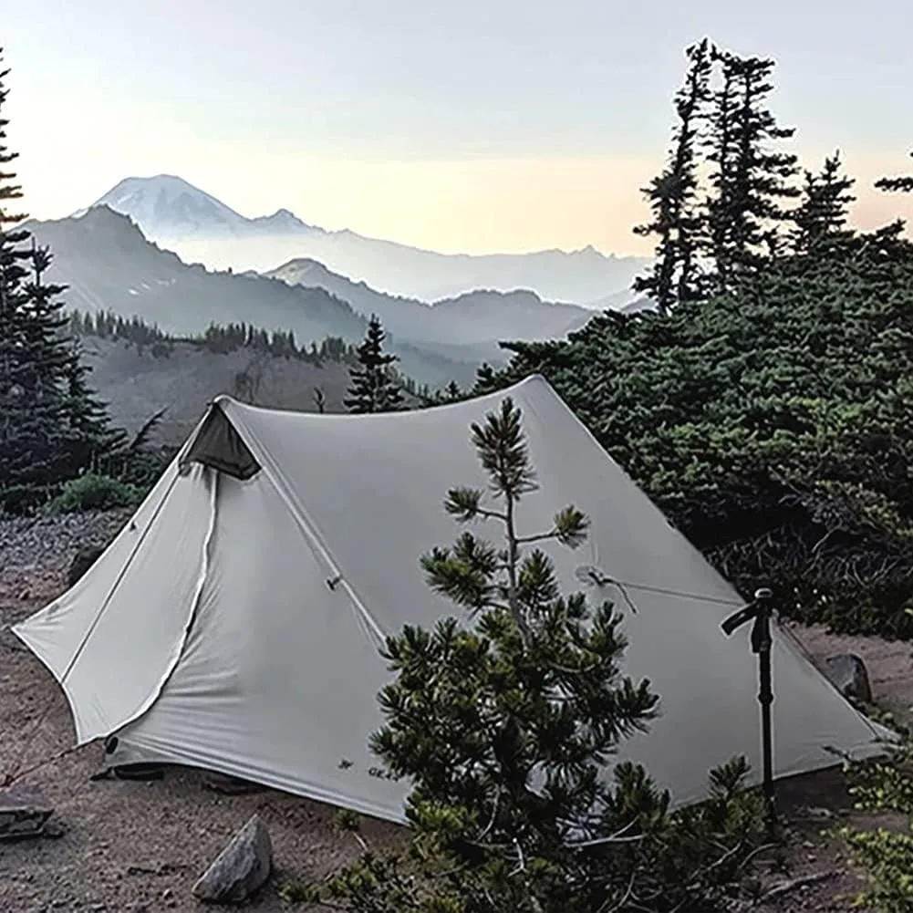 Pyramid Tent Ultralight Outdoor Camping Tent, 1 Person / 2 Person Backpack Waterproof Double Layer Tent Ideal for Camping, Backpacking and Hiking (Gary Single 210X75CM)