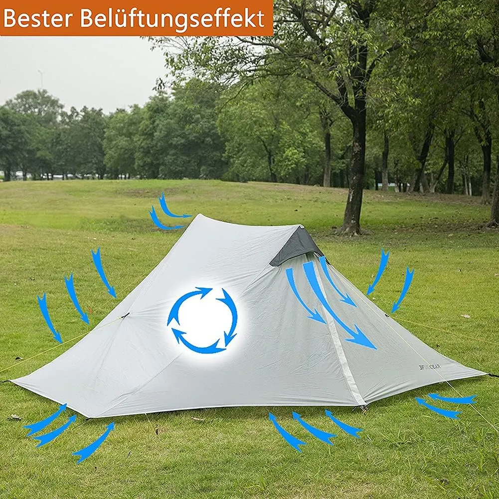 Pyramid Tent Ultralight Outdoor Camping Tent, 1 Person / 2 Person Backpack Waterproof Double Layer Tent Ideal for Camping, Backpacking and Hiking (Gary Single 210X75CM)