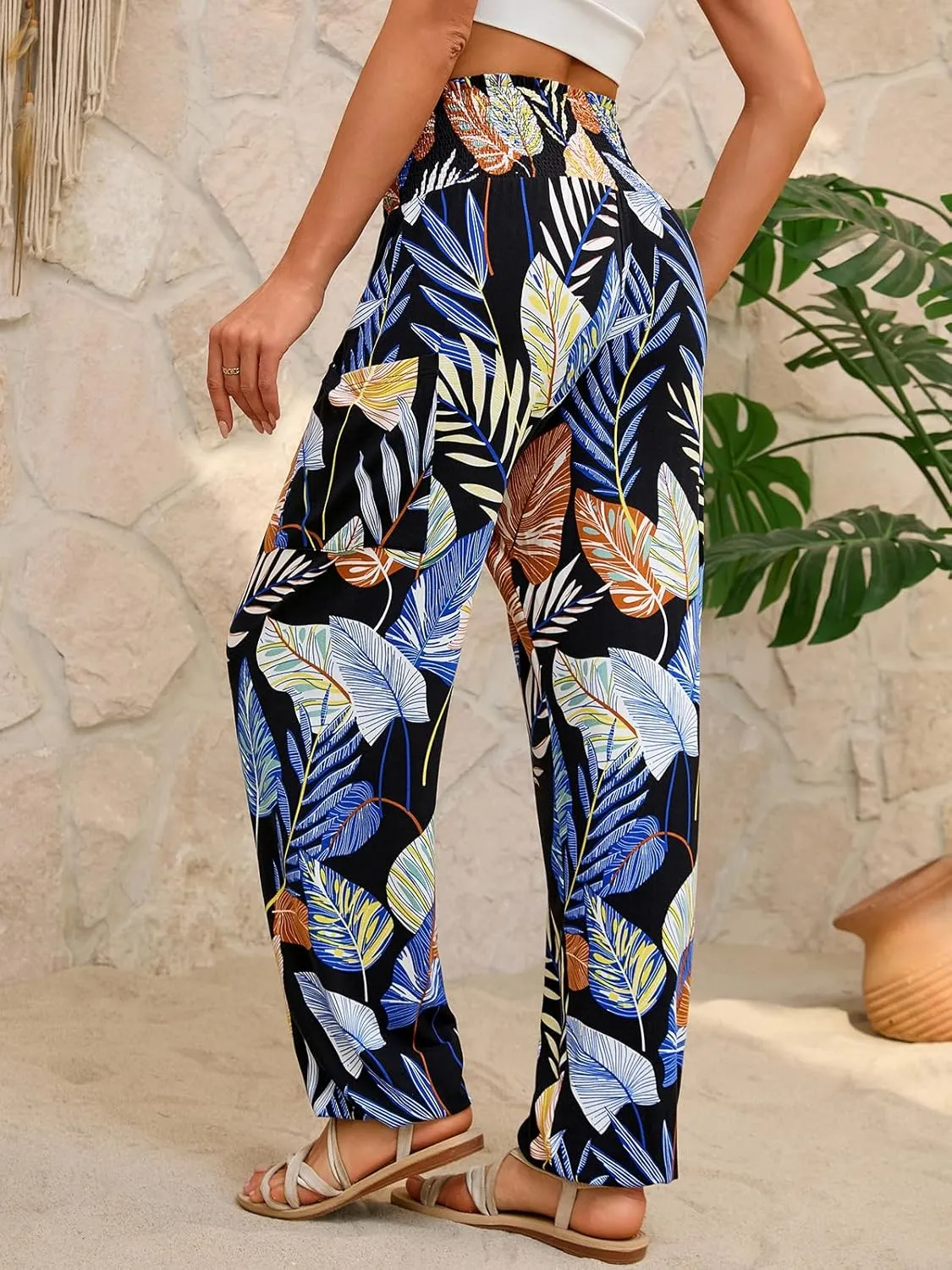 QIANXIZHAN Women's Harem Pants, High Waist Yoga Boho Trousers with Pockets
