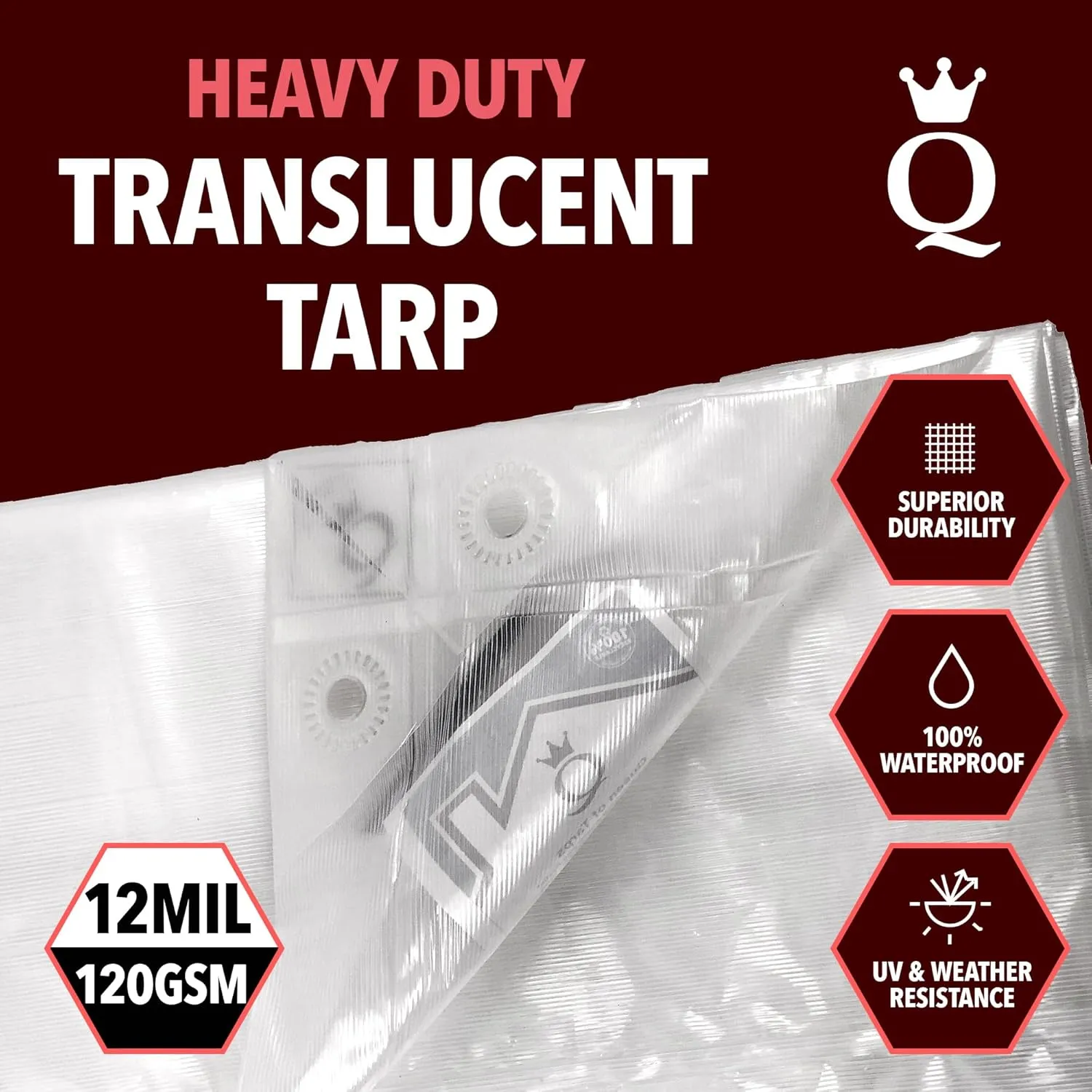 QUEEN OF TARPS | 20x25 Heavy Duty Tarp Waterproof, 120 GSM is 12 MIL, UV/Tear Resistant Tarp, Camping, Outdoor Furniture, Car, Tents, Painting, Firewood Protection | 20x25, Heavy Duty