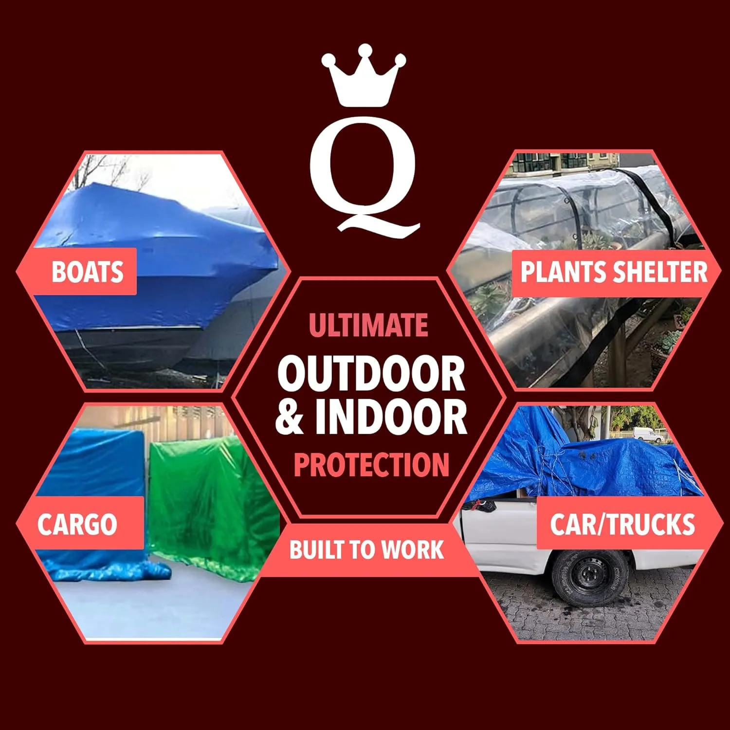 QUEEN OF TARPS | 20x25 Heavy Duty Tarp Waterproof, 120 GSM is 12 MIL, UV/Tear Resistant Tarp, Camping, Outdoor Furniture, Car, Tents, Painting, Firewood Protection | 20x25, Heavy Duty