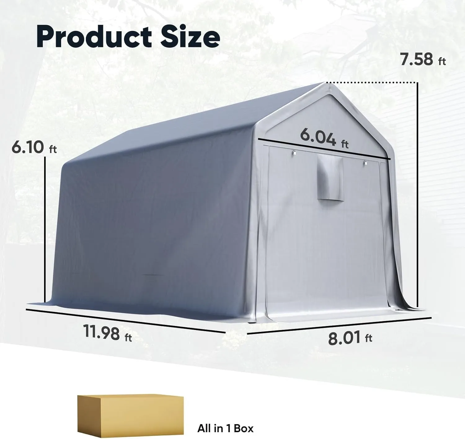 Quictent 8x12FT Carport Shelter with Roll-Up Mesh Windows & Reinforced Frame, Portable Garage Canopy for Motorcycle Storage, Outdoor Equipment, Patio Furniture Cover - Silver Gray
