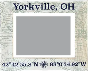 R and R Imports Yorkville Ohio Souvenir Wooden Photo Frame Compass Coordinates Design Matted to 4 x 6