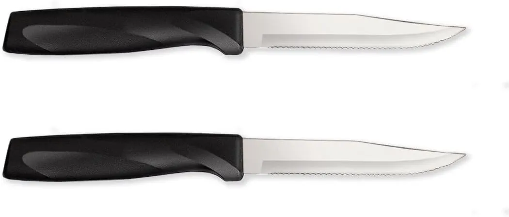 Rada Cutlery Anthem Series Serrated Steak Knife, Black Handle, Pack of 2