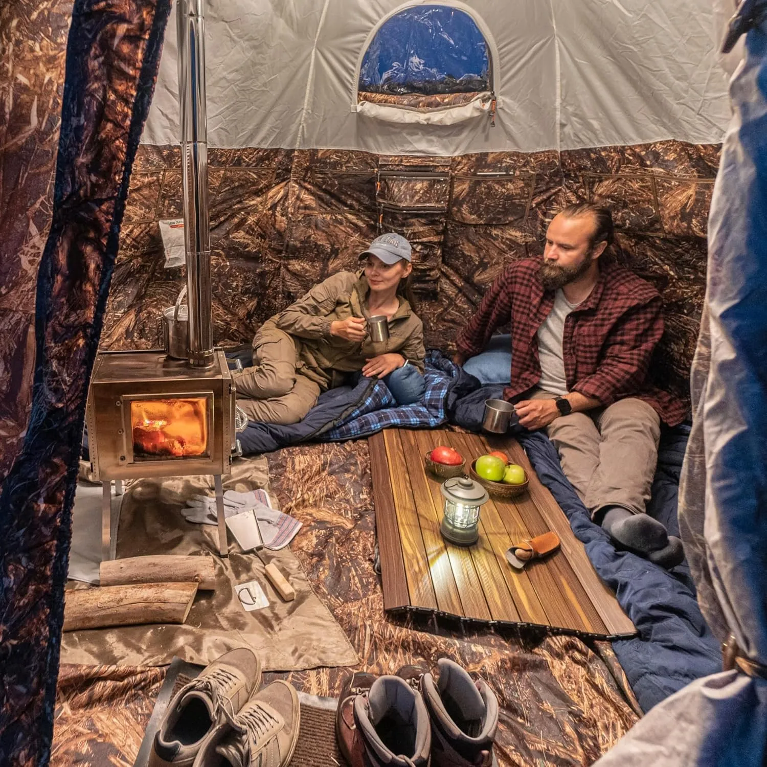Rbm Outdoors Hot Tent with Stove Jack, Easy Setup 4 Season Winter Tents for Camping, Cold Weather Wall Double Layer Waterproof & Windproof Shelter