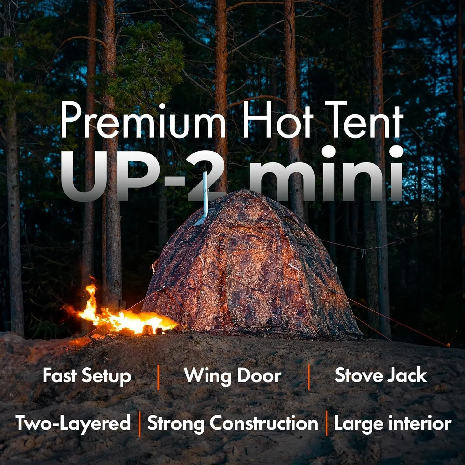 Rbm Outdoors Hot Tent with Stove Jack, Easy Setup 4 Season Winter Tents for Camping, Cold Weather Wall Double Layer Waterproof & Windproof Shelter