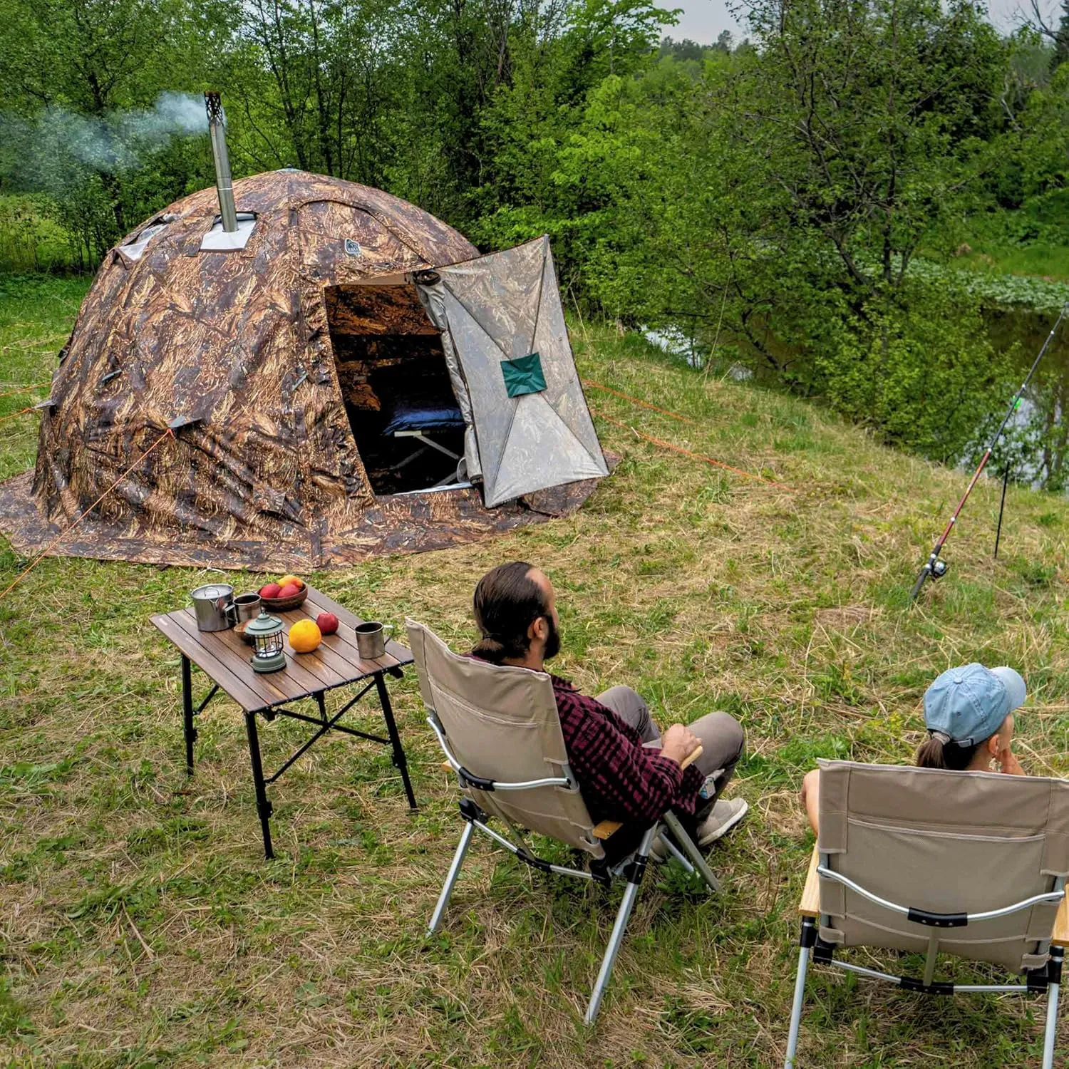 Rbm Outdoors Hot Tent with Stove Jack, Easy Setup 4 Season Winter Tents for Camping, Cold Weather Wall Double Layer Waterproof & Windproof Shelter