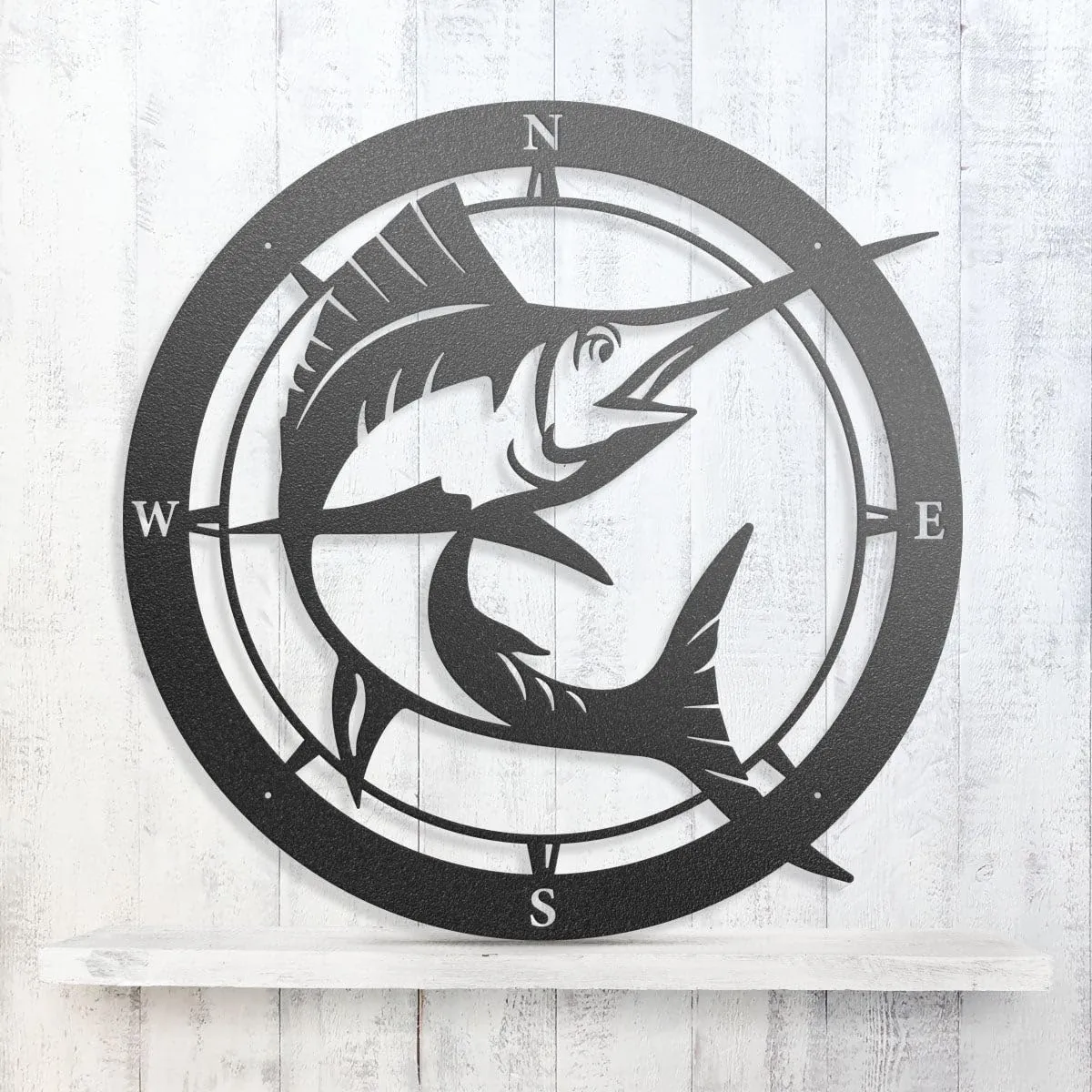 RealSteel Marlin Compass Compass | Fishing Decor | Metal Art | Fish Signs | Marlin Art | 18" Clear Coat