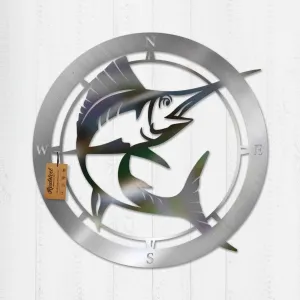 RealSteel Marlin Compass Compass | Fishing Decor | Metal Art | Fish Signs | Marlin Art | 18" Clear Coat