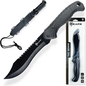 Reapr Tactical Bowie Knife 13” – Survival Hunting Knife with 7” 420 Stainless Steel Blade, Straight & Serrated Edge, TPR Grip Handle, Hard-Molded Sheath with Quick Release – Outdoor & Camping Gear