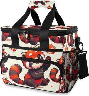 Red Panda Animal Cooler Bag Insulated Cooler Soft Sided Cooler 24 Can Portable Picnic Bag Large Leakproof Lunch Bag Box for Beach Grocery Camping Travel Car Men Women