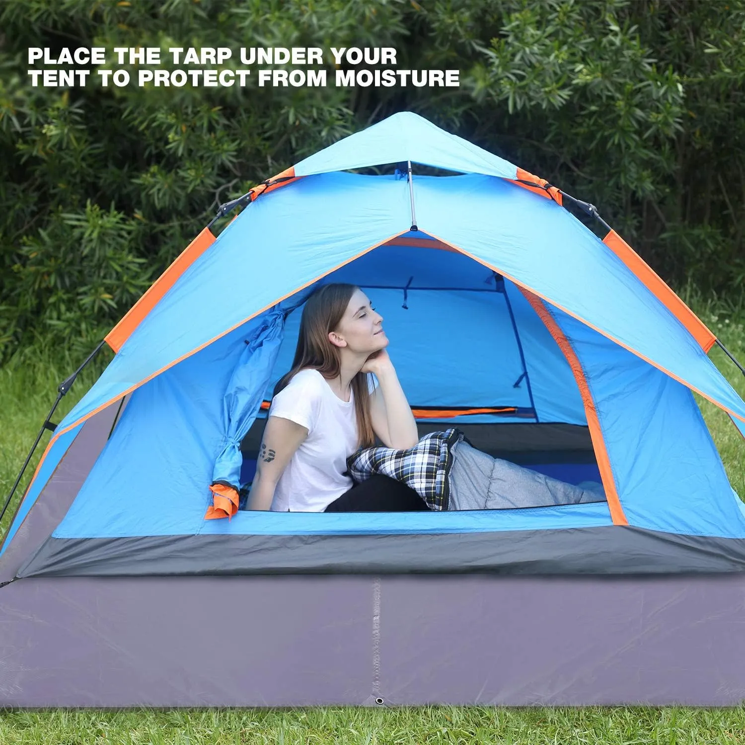 REDCAMP Large Waterproof Camping Tarp Lightweight, Multifunctional Insulated Tent Footprint for Camping Hiking Backpacking, Grey 118"x116"