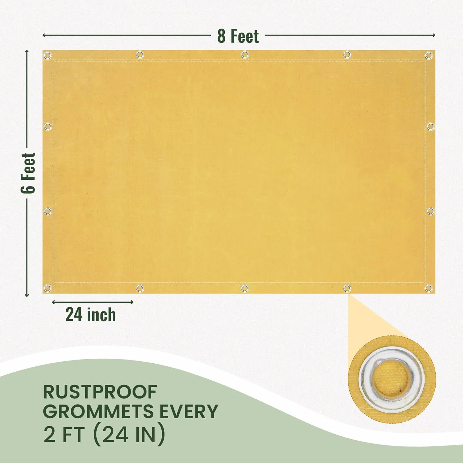 REDIBLUE 6 x 8ft Heavy Duty Water Resistant Canvas Tarp, Multi Purpose Use for Camping, Tent Canopy, Outdoor, Rustproof Grommets, Durable, Tear-Resistant, Cotton 17oz - Gold