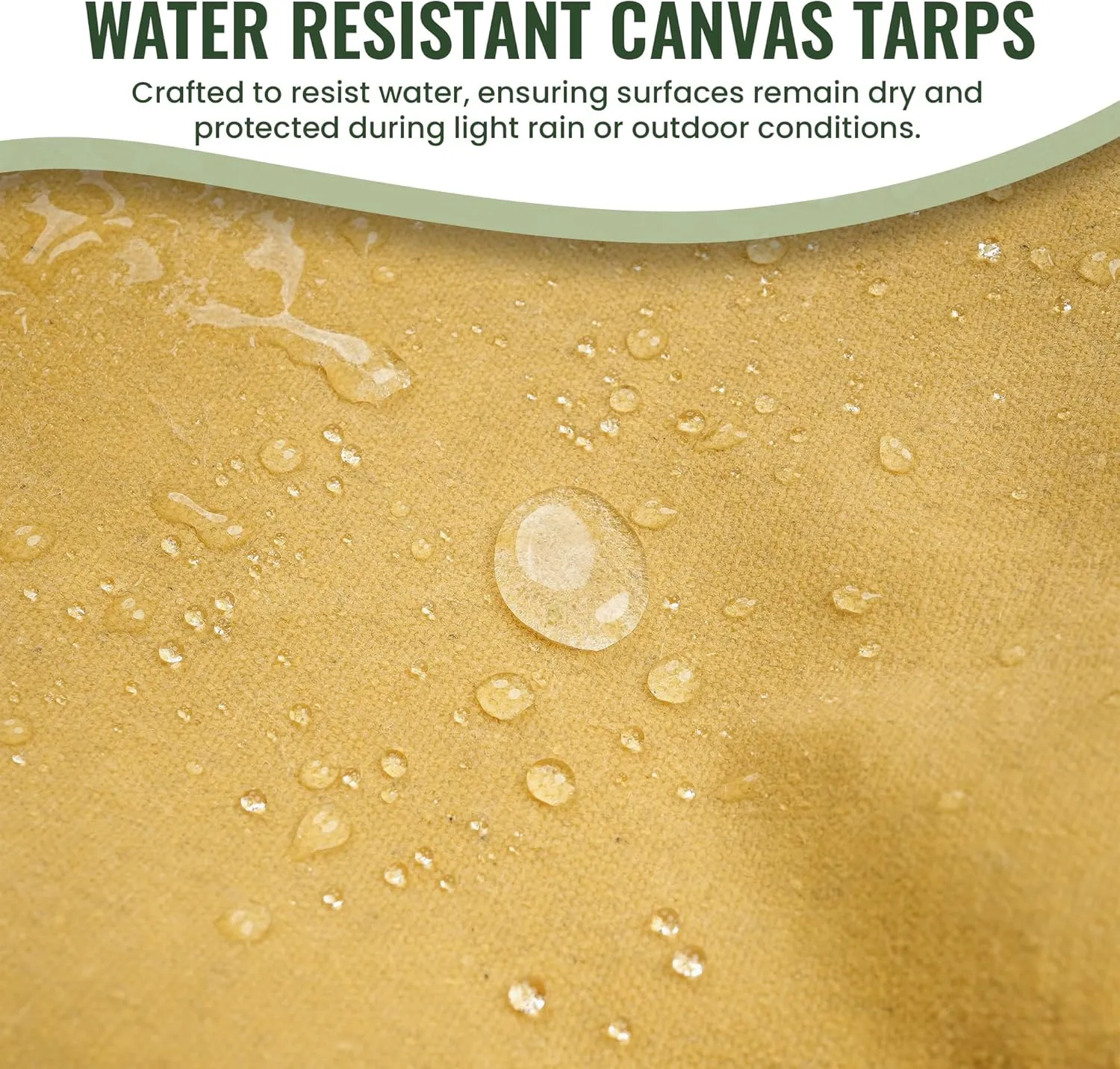 REDIBLUE 6 x 8ft Heavy Duty Water Resistant Canvas Tarp, Multi Purpose Use for Camping, Tent Canopy, Outdoor, Rustproof Grommets, Durable, Tear-Resistant, Cotton 17oz - Gold