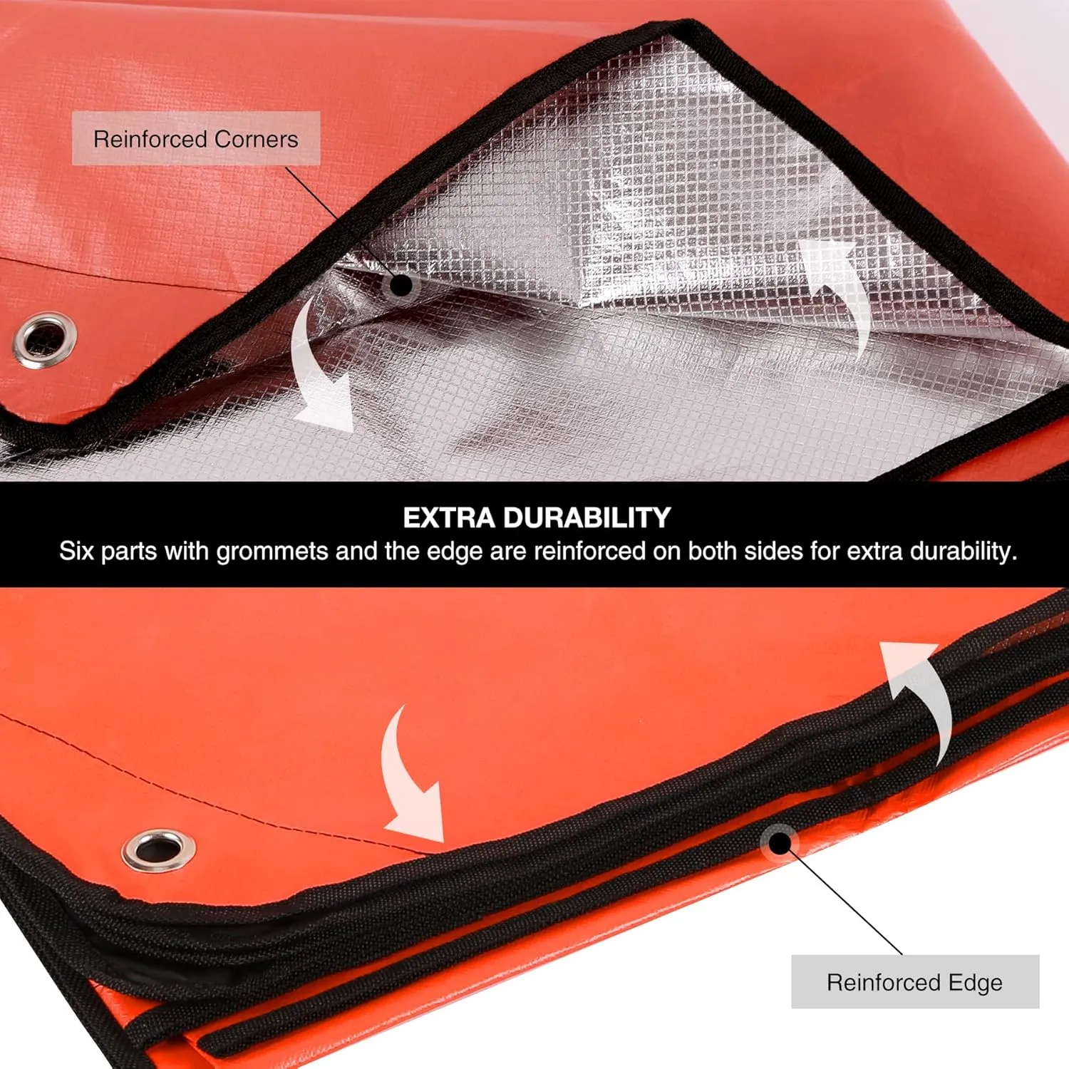 RedSwing 6 Pack Emergency Blankets, Waterproof Survival Thermal Tarp, Multipurpose Reflective Insulated All Weather Blankets for Camping Hiking, Orange