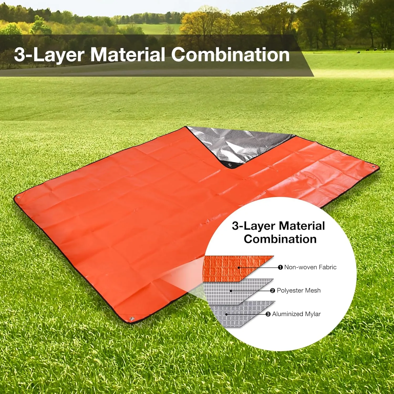 RedSwing 6 Pack Emergency Blankets, Waterproof Survival Thermal Tarp, Multipurpose Reflective Insulated All Weather Blankets for Camping Hiking, Orange