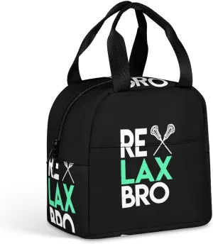 Relax Bro Lacrosse Portable Lunch Bag Thermal Insulation Aluminum Foil Lunch Box Funny Meal Pack