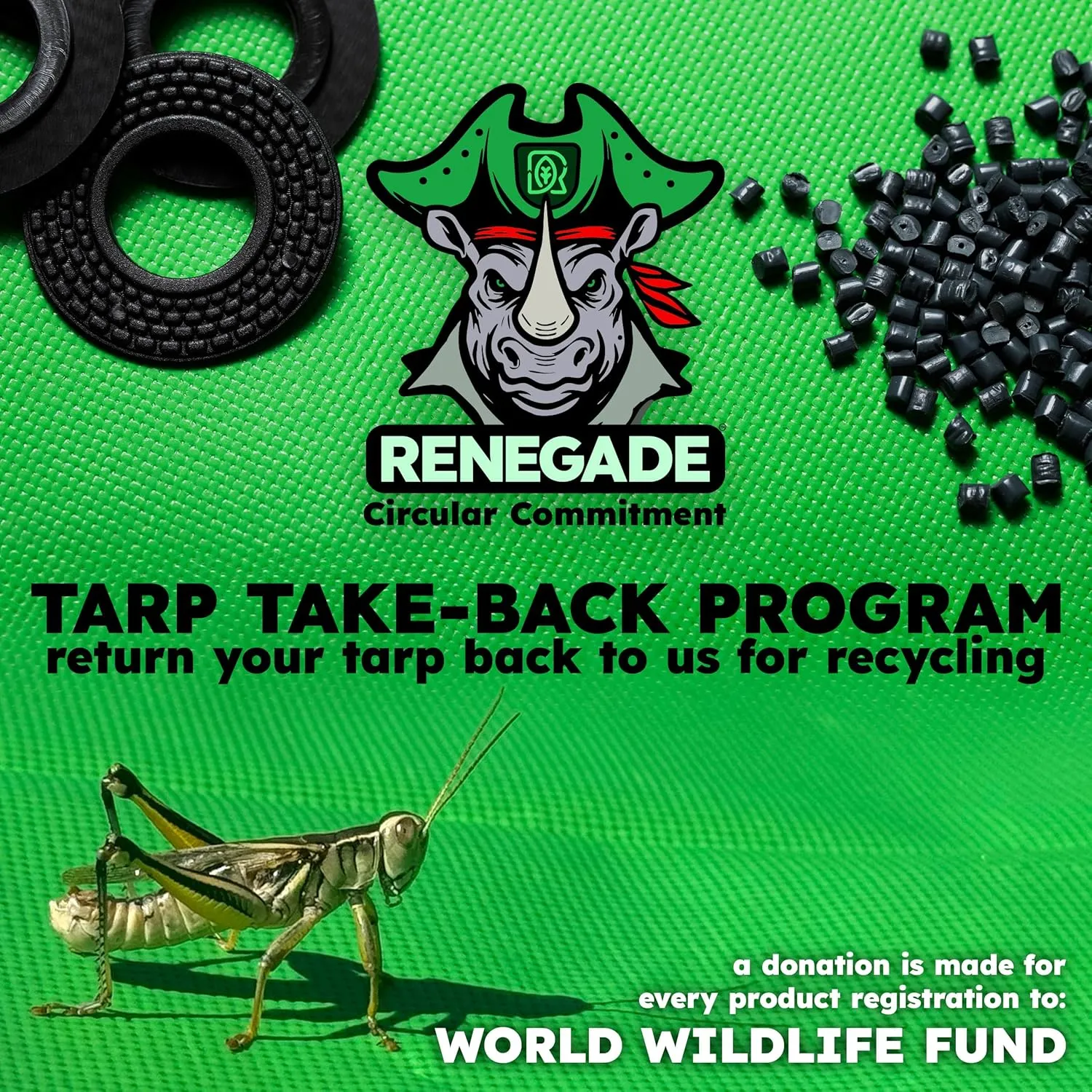 RENEGADE Industrial Strength Tarp | 10’ x 10’ | PFAS & PVC Free | Rip, Tear, UV & Waterproof | Ultra Tough Weather Protective Cover | Construction Agriculture Home Garden Patio Camping Boat Outdoor