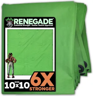 RENEGADE Industrial Strength Tarp | 10’ x 10’ | PFAS & PVC Free | Rip, Tear, UV & Waterproof | Ultra Tough Weather Protective Cover | Construction Agriculture Home Garden Patio Camping Boat Outdoor