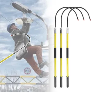 Rescue Hook Saftey Tool Insulated Body Rescue Hook, 3 5 6 10 Ft Long Lightweight Anti Electric Shock Rescue Pole for New Energy Vehicle Repairs, 10KV 35KV 110KV 220KV High Voltage Electrical Lifeguard