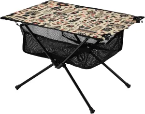 Retro Cartoon Portable Folding Camping Table, Compact Lightweight Beach Table with Carrying Bag for Outdoor Picnics, BBQs, Camp