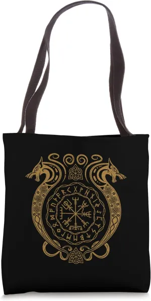 Retro Viking Runes Symbols Norse Compass Valhalla Mythology Tote Bag