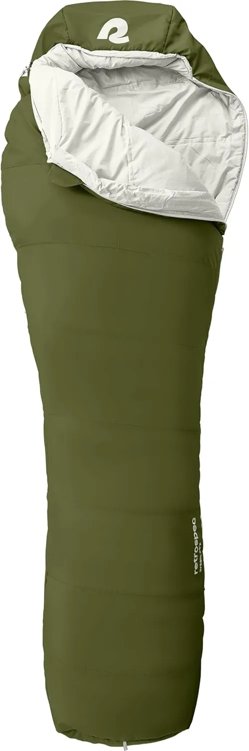 Retrospec Dream Sleeping Bag - 5, 15, 30 Mummy for Camping, Insulated Cold Weather, Lightweight Stuff Sack, Water-Resistant, Adjustable Draw Cords, Adult