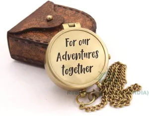 RII Pocket Brass Compass, Nautical Navy Compass for Camping, Travelling, Hiking, Boating, Gifting Compass for Wedding, Birthday, Anniversary, Valentine’s Day for Loved Ones with Imprinted Leather Case