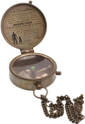 RII To My Daughter Gifts - Solid Brass Engraved Compass, Baptism, Graduation, Wedding & Confirmation Gift for Girls